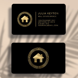 House Logotyp Guld Premium Black Real Gods Visitkort