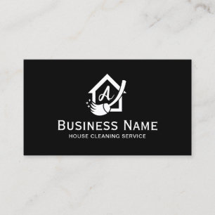 House Logotyp Home Städning Maid Service Plain Bla Visitkort