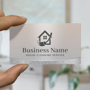 House Logotyp Home Städning & Maid Service Silver Visitkort