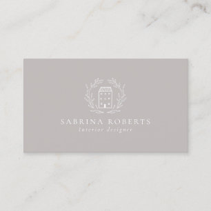 House logotyp, insida designer, beige visitkort