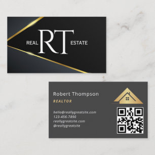 House Logotyp Real Gods Navy & Guld Realtor QR Cod Visitkort