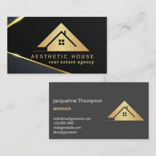 House Logotyp Real Gods Navy & Guld Realtor Visitkort