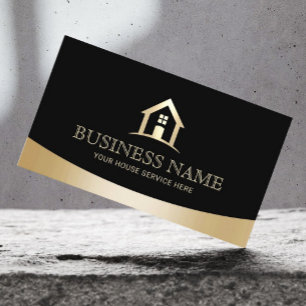 House Logotyp Real Gods Realtor Modern Black & Gul Visitkort