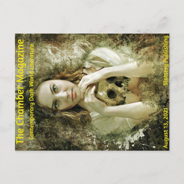House Magazine Girl with Skull Vykort (Framsida)