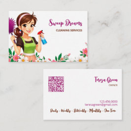 House Maid Blommigt QR Visitkort