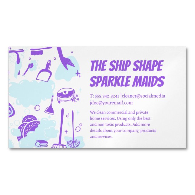 House Maid Cleaning Service and Supplies Magnetiska Visitkort (Framsida)