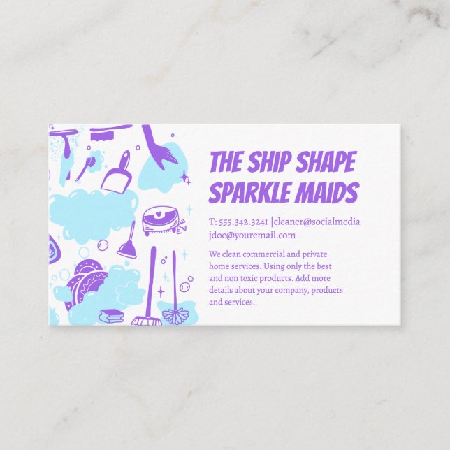 House Maid Cleaning Service and Supplies Visitkort (Framsida)
