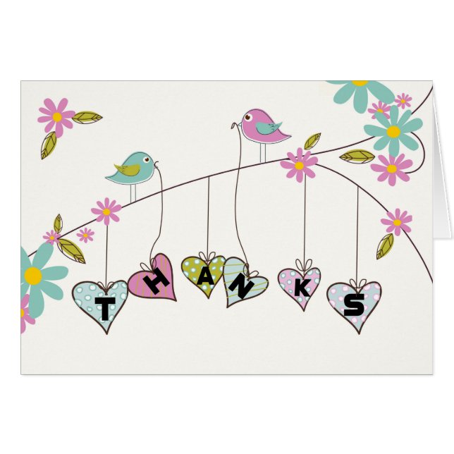 House Mamma tack från Group, Birds Holding Hearts Hälsningskort (Framsidan Horizontal)