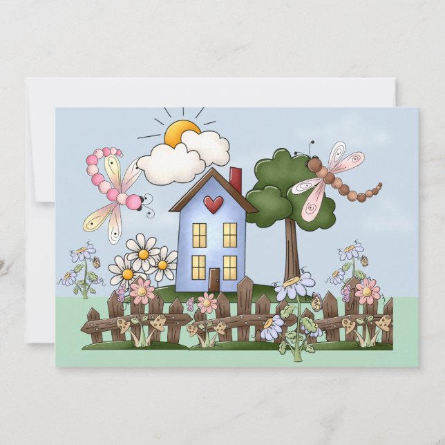 House med Picket Fence-inbjudan Inbjudningar (Framsida)