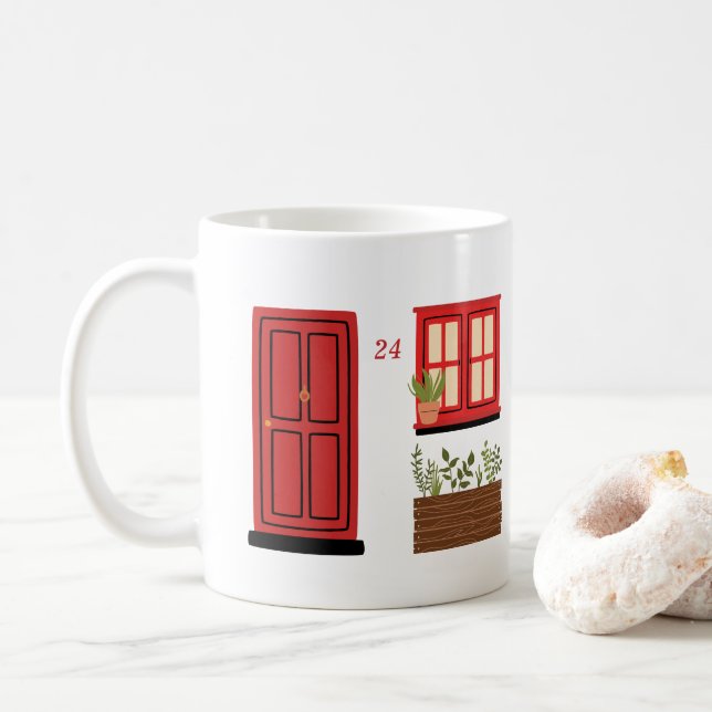 House med Red Door med Anpassningsbar Quote Kaffemugg (Med munk)