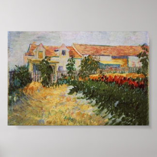 House med Sunblommor Van Gogh Fine Art Poster