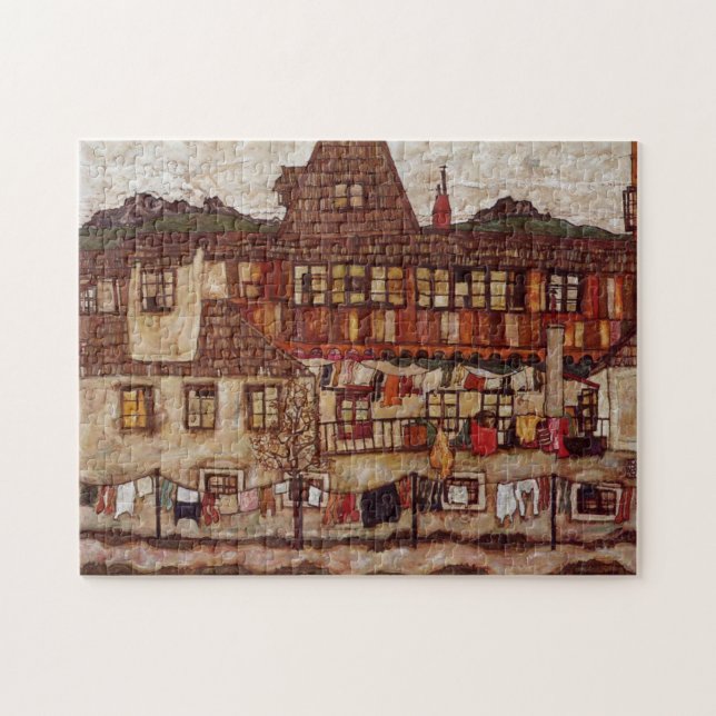 House med Torkande Tvätt av Egon Schiele Pussel (Horisontell)
