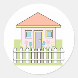House med White Picket Fence Runt Klistermärke