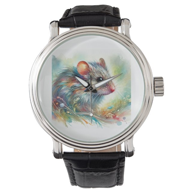 House mouse 120924AREF121 - Watercolor Armbandsur (Framsida)