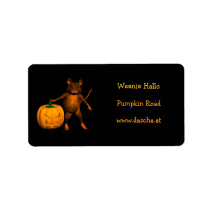 House Mouse with Pumpkin Adressetikett