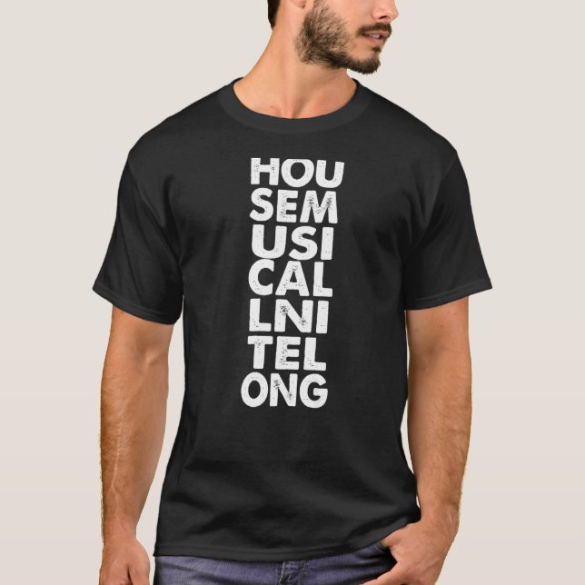 House Music All night Long EDM DJ T Shirt (Framsida)