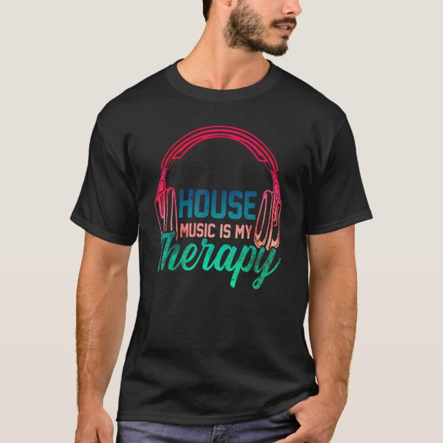 House Music Är Min Terapi Retro House Music 4 T Shirt (Framsida)