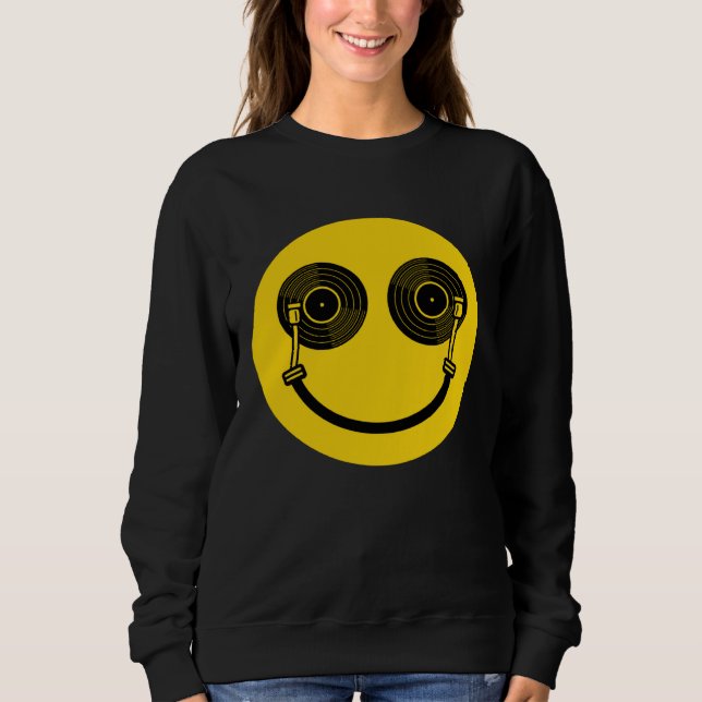 House Music Dance Music DJ Turntable Shaped Smile T Shirt (Framsida)