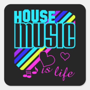 House Music Fyrkantigt Klistermärke