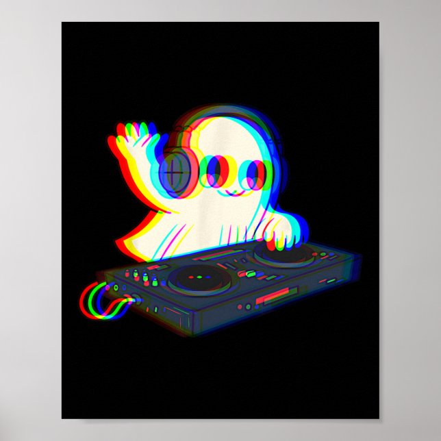 House Music Ghost Dj Optical Illusion Edm Hallowee Poster (Framsidan)