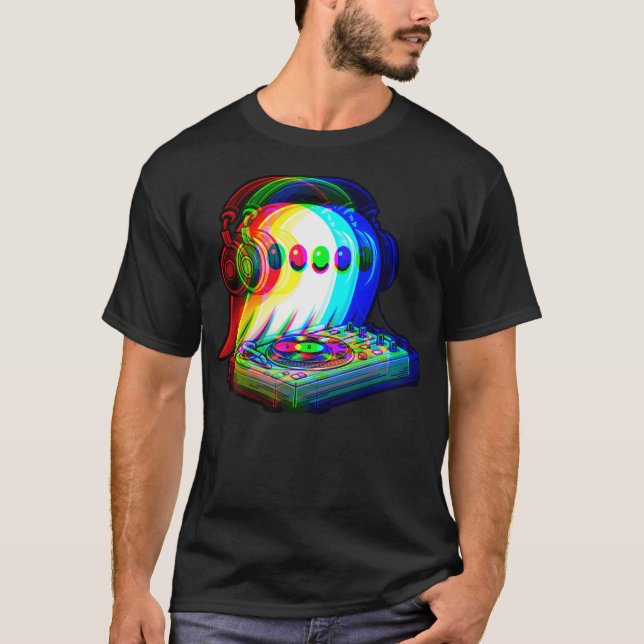 House Music Ghost Dj Optical Illusion Edm Hallowee T Shirt (Framsida)
