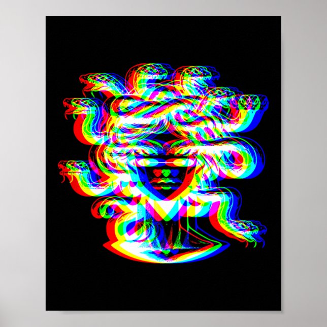 House Music Medusa Dj Optical Illusion Edm Hallowe Poster (Framsidan)