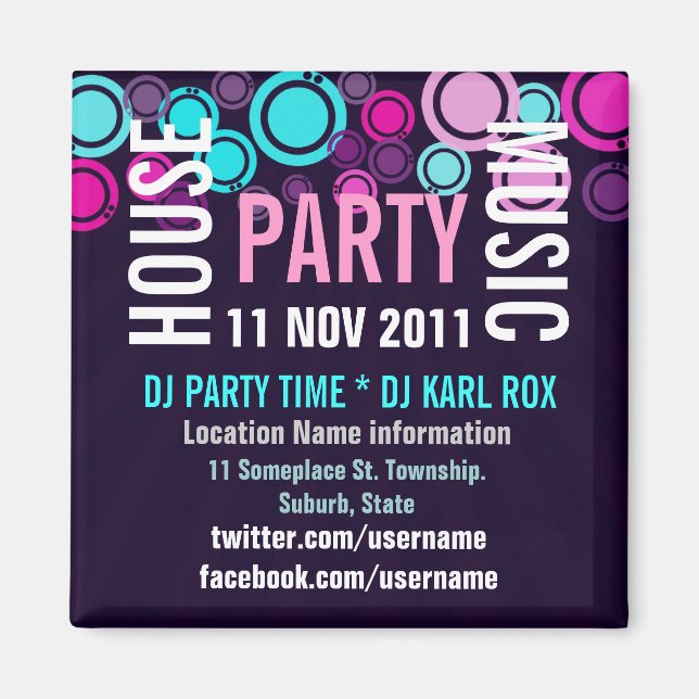 House Music Party Event Promotional Magnet (Framsidan)