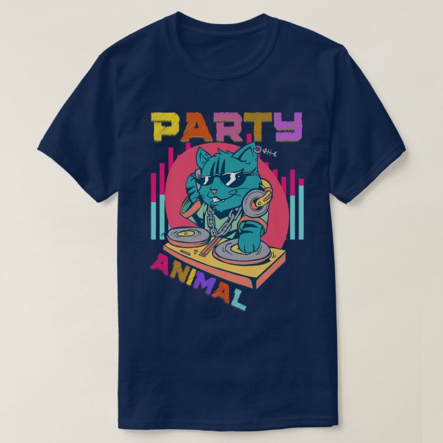 House Music Rave Cat Party Animal Kattunge Dj Yout T Shirt (Design framsida)