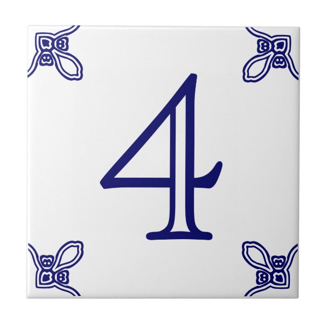 House Number - Spansk Blue on White Kakelplatta (Framsidan)