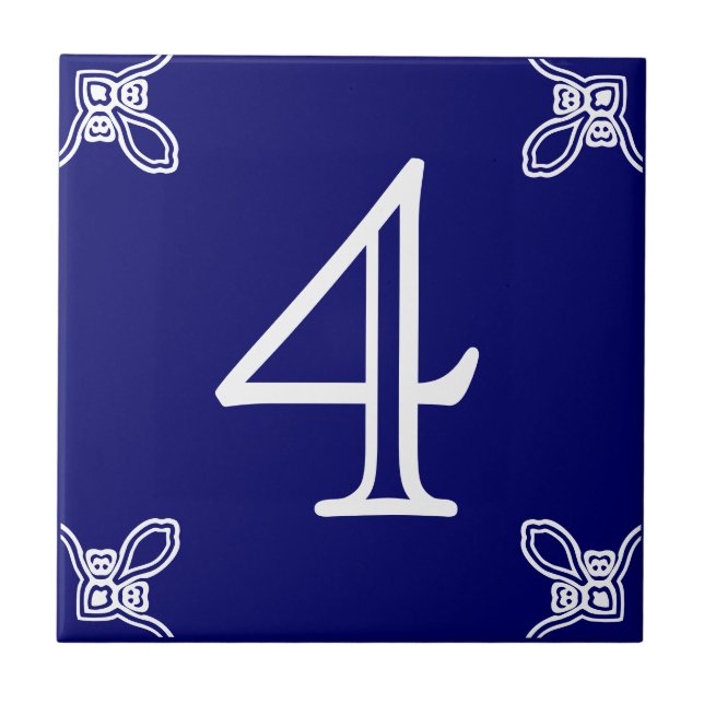 House Number - Spansk White on Blue Kakelplatta (Framsidan)