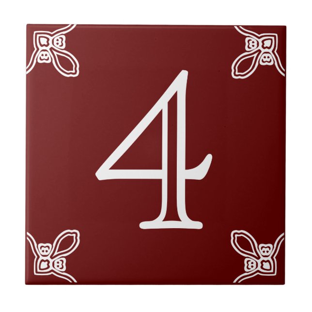 House Number - spansk White on Brown Tile Kakelplatta (Framsidan)