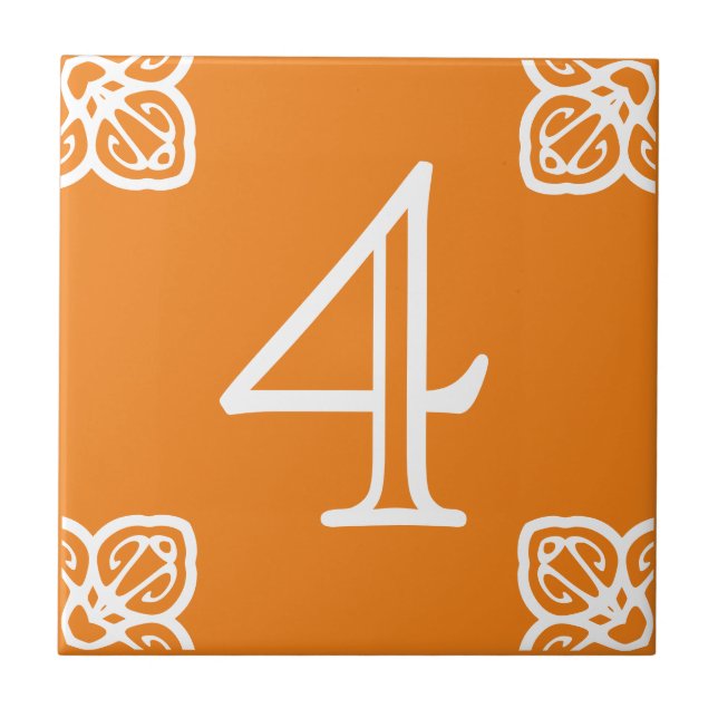 House Number - Spansk White on Orange Tile Kakelplatta (Framsidan)
