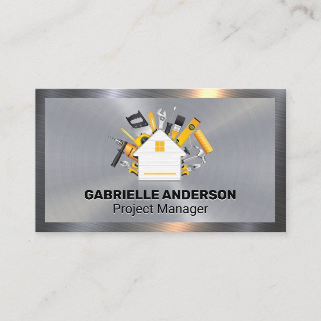 House och Carpentry Verktyg | Metallisk Visitkort (Framsida)
