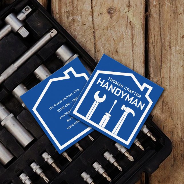 House och verktyg handyman stil fyrkantigt visitkort (Skapare uppladdad)