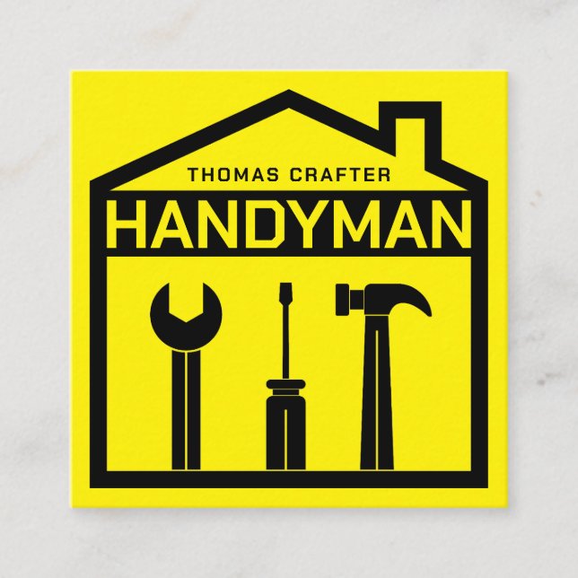 House och verktyg handyman stil fyrkantigt visitkort (Framsida)