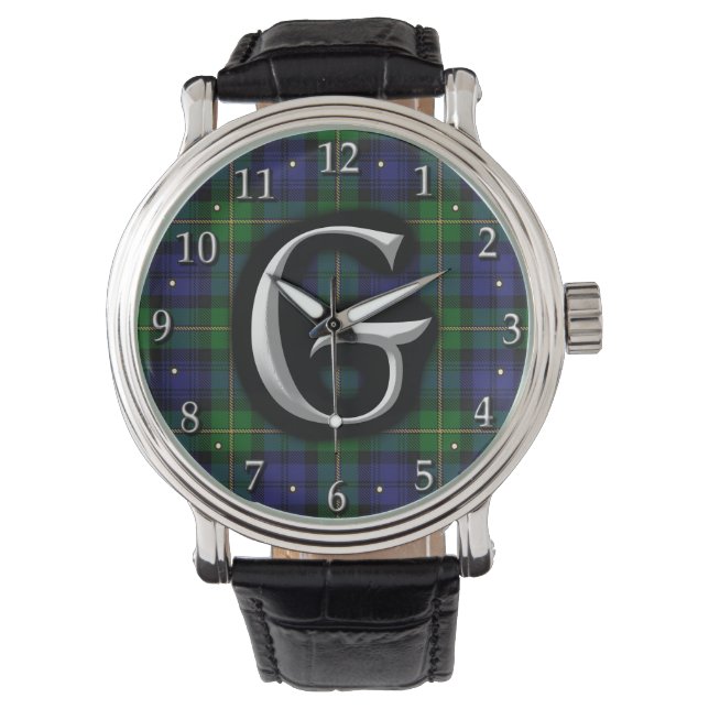 House of Gordon Brev G Monogram Klan Tartan Armbandsur (Framsida)