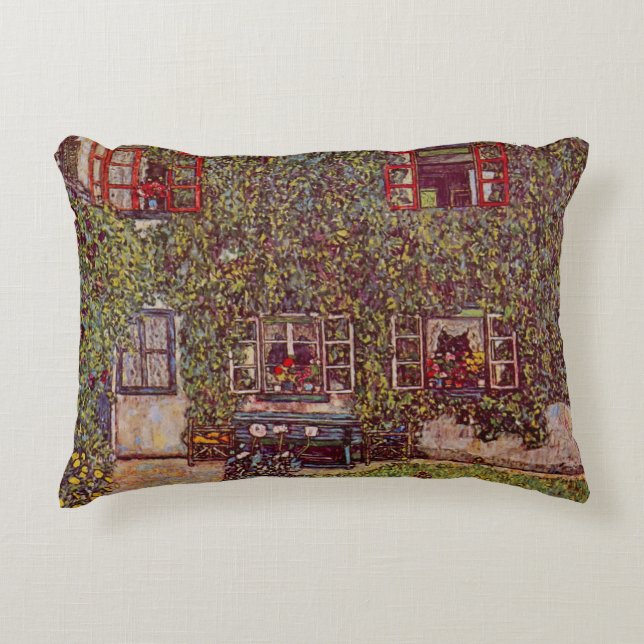 House of Guardaboschi av Gustav Klimt, Vintage Art Prydnadskudde (Framsidan)