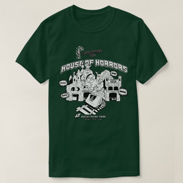 House of Horrors Rocky Point Warwick RI BW T Shirt (Design framsida)
