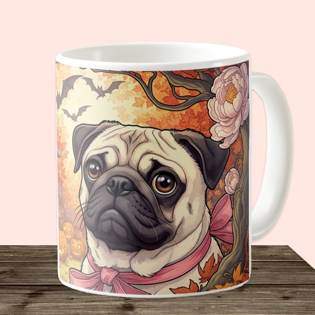 House of Pug Hund & Halloween, Autumn, Art Nuovo Kaffemugg (Skapare uppladdad)