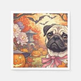 House of Pug Hund & Halloween, Autumn, Art Nuovo Pappersservett