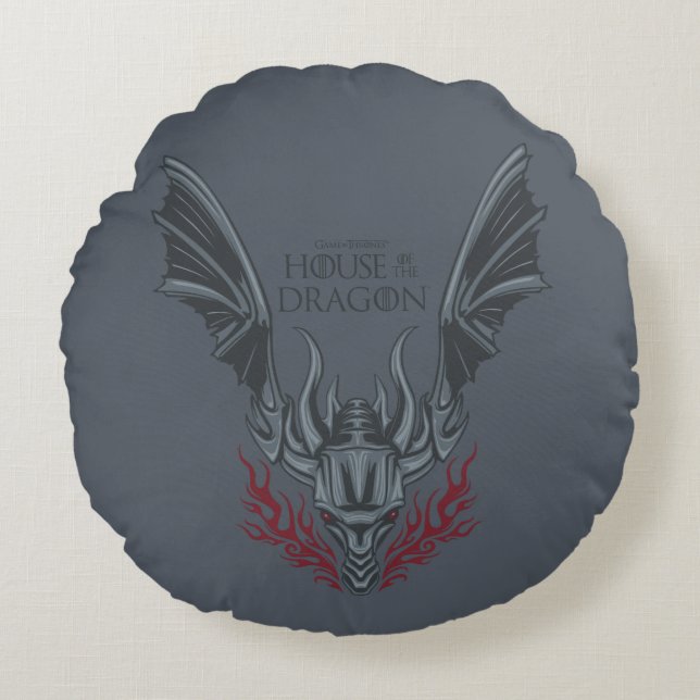HOUSE OF THE DRAGON | Fire-Breathing Dragon Head Rund Kudde (Framsidan)