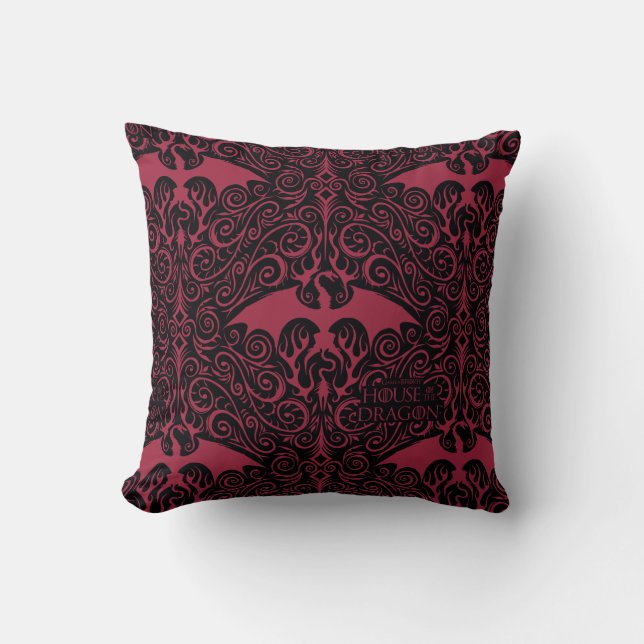 HOUSE OF THE DRAGON | Red Dragon Filigree Pattern Kudde (Framsida)