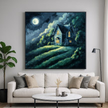 House on Moonlit Backe - Impressionism Stil
