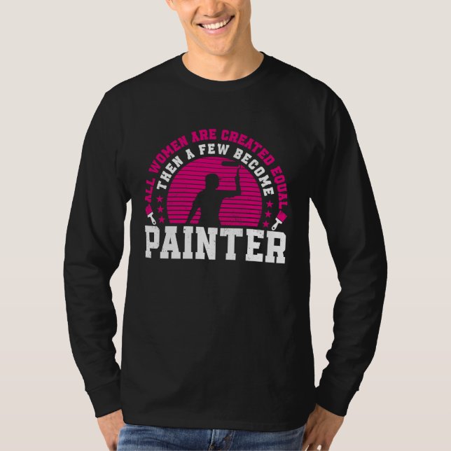 House Painter Decorator Female Painter Girl Retro  T Shirt (Framsida)