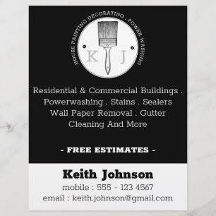 House Painter Power Tvättande Contraktor Black Reklamblad
