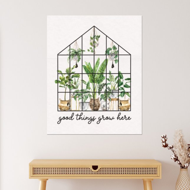 House Plant Bra Quote Canvastryck (In situ boho interior)
