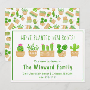 House Plants Cactus White New Home Notice Meddelande