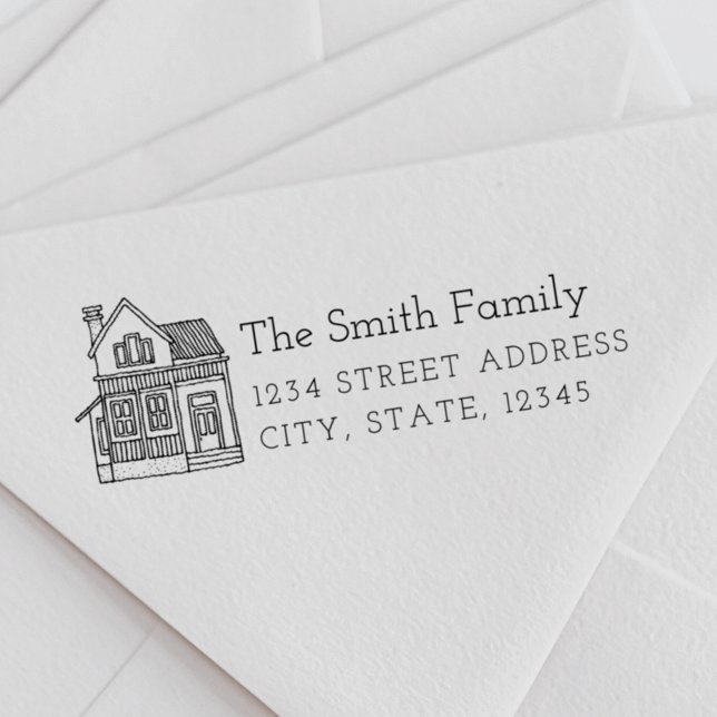House Porträtt Family Namn Returadress Stämpel (Skapare uppladdad)