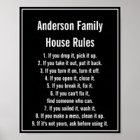 House Regler Black & White Text Family Namn