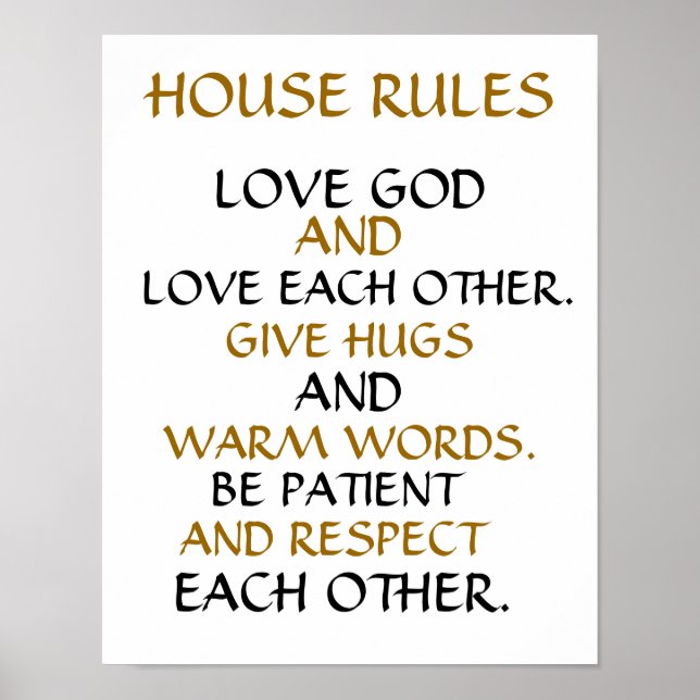 "HOUSE REGLER" INSPIRATIONAL 11X14 WALL POSTER (Framsidan)